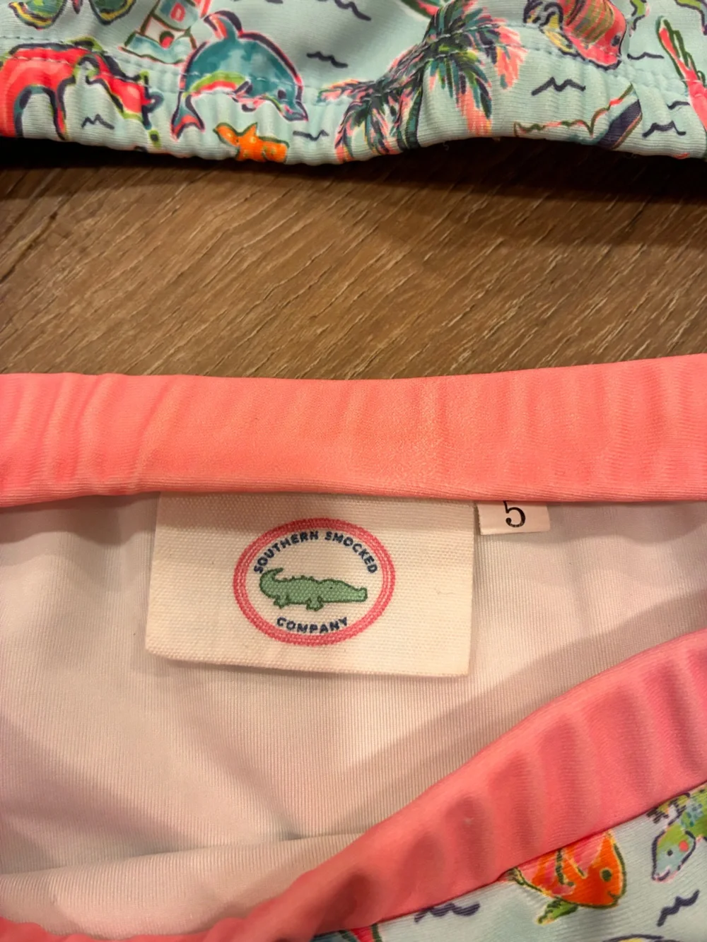 Southern Smocked Co Two Piece Tropical Swimsuit Ruffle Beach Vacation 5 Girl